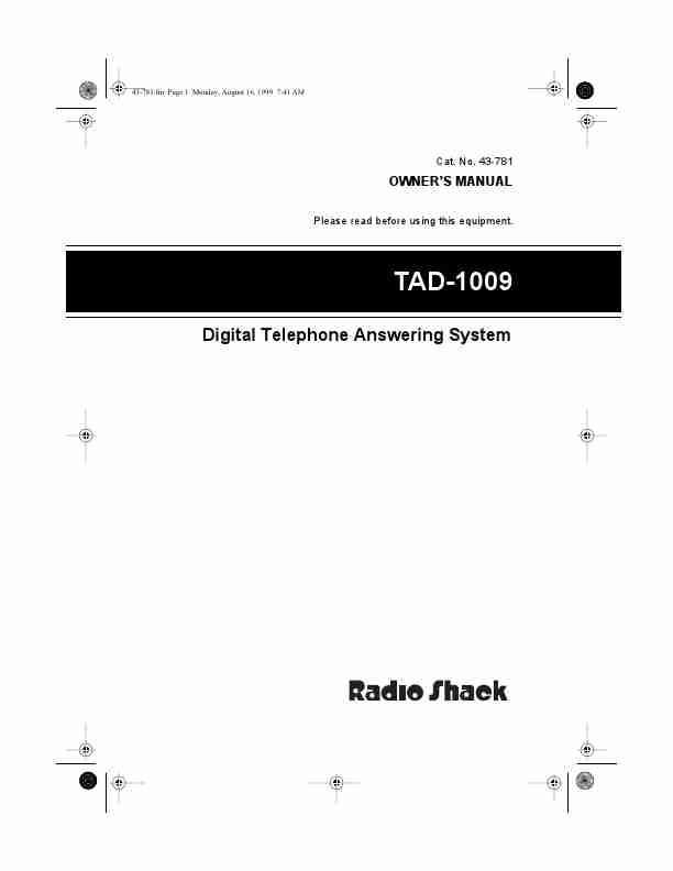 Radio Shack Answering Machine TAD-1009-page_pdf